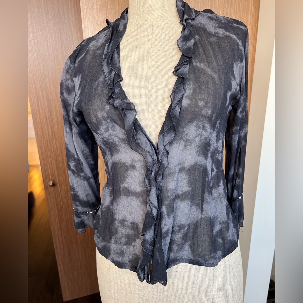 Silk tie-dyed blouse with beading - stunning